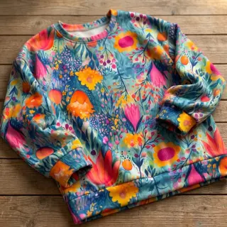 Úplet VISCOSE LYCRA HEAVY Tulips design E
