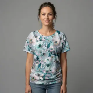 Úplet VISCOSE LYCRA HEAVY Classic flowers design B