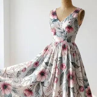 Tricot VISCOSE LYCRA HEAVY Classic flowers design D