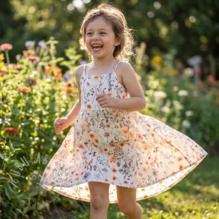 Viscose met linnen Flower sea design B