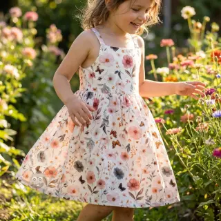 Viscose met linnen Flower sea design D