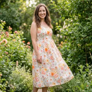 Viscose met linnen Floral design A