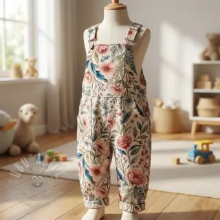 Viscose met linnen Floral design D
