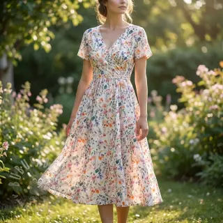 Viscose met linnen Shabby chic design D