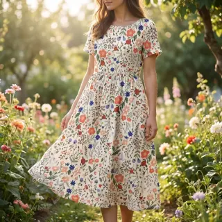 Viscose met linnen Botanic design B