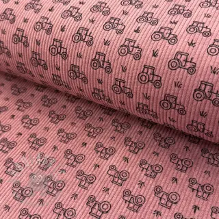 Ribfluweel STRETCH Tractors old pink