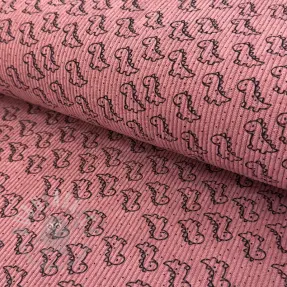 Ribfluweel STRETCH Little dino old pink
