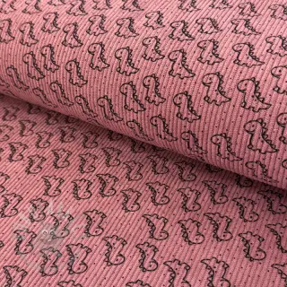 Ribfluweel STRETCH Little dino old pink