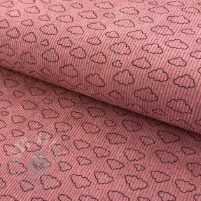 Ribfluweel STRETCH Little clouds old pink