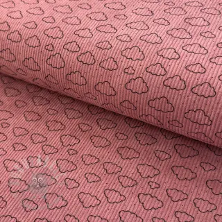 Ribfluweel STRETCH Little clouds old pink