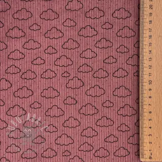 Ribfluweel STRETCH Little clouds old pink