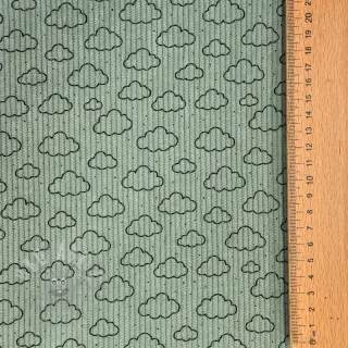 Ribfluweel STRETCH Little clouds old green