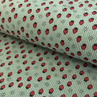 Menčester STRETCH Little strawberries old green
