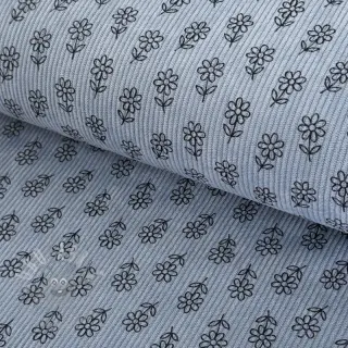 Ribfluweel STRETCH Little flower old blue