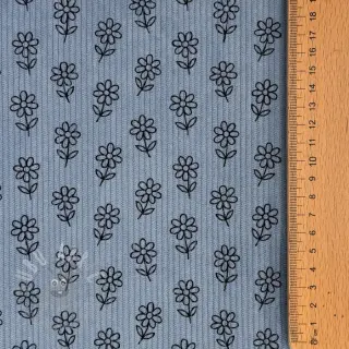 Ribfluweel STRETCH Little flower old blue