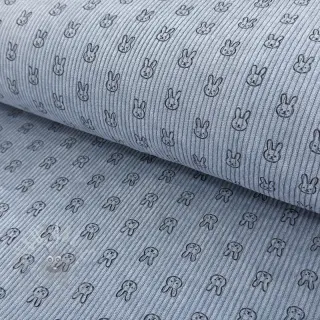 Ribfluweel STRETCH Little bunny old blue