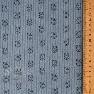 Ribfluweel STRETCH Little bunny old blue