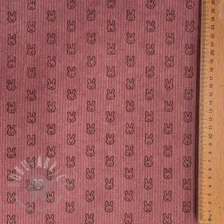 Ribfluweel STRETCH Little bunny old pink