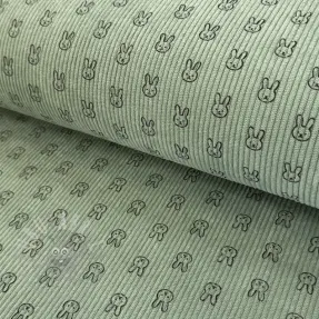 Ribfluweel STRETCH Little bunny old green