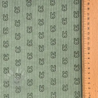 Ribfluweel STRETCH Little bunny old green