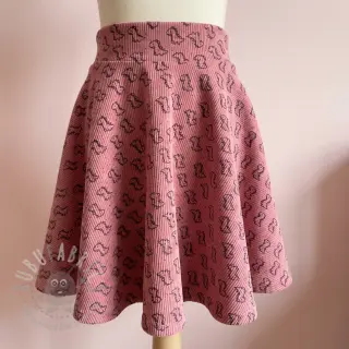 Ribfluweel STRETCH Little dino old pink