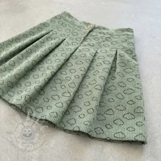 Ribfluweel STRETCH Little clouds old green