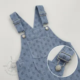 Ribfluweel STRETCH Little bunny old blue