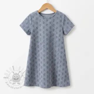 Ribfluweel STRETCH Little bunny old blue