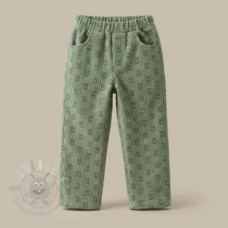 Ribfluweel STRETCH Little bunny old green