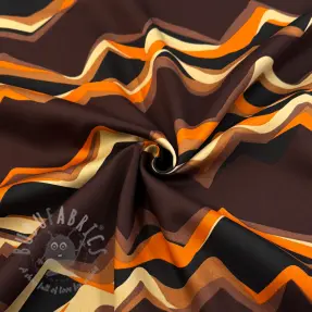 Katoenen stof SATIN Abstract waves dark brown