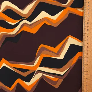 Bavlnená látka SATIN Abstract waves dark brown