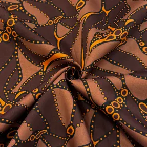 Bavlnená látka SATIN Abstract dark brown