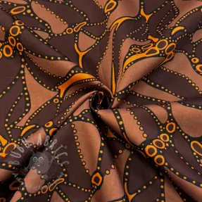 Katoenen stof SATIN Abstract dark brown