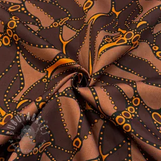 Katoenen stof SATIN Abstract dark brown