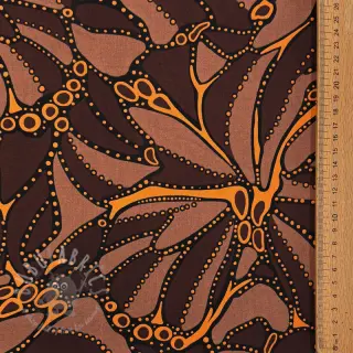 Katoenen stof SATIN Abstract dark brown