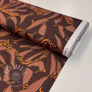Katoenen stof SATIN Abstract dark brown