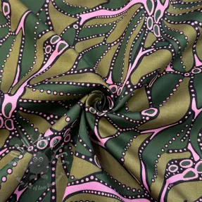 Katoenen stof SATIN Abstract dark green