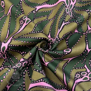 Katoenen stof SATIN Abstract dark green