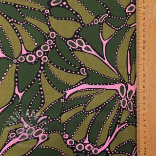 Katoenen stof SATIN Abstract dark green