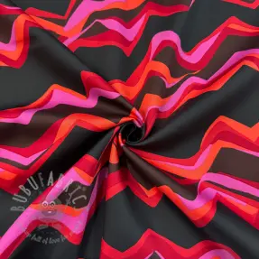 Katoenen stof SATIN Abstract waves dark red
