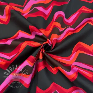 Katoenen stof SATIN Abstract waves dark red
