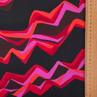 Bavlnená látka SATIN Abstract waves dark red
