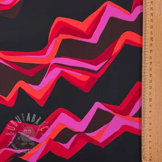Katoenen stof SATIN Abstract waves dark red
