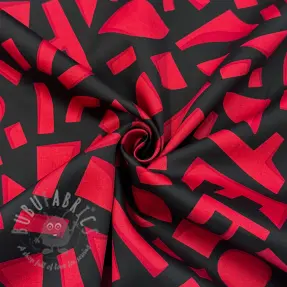 Katoenen stof SATIN Geometric dark red