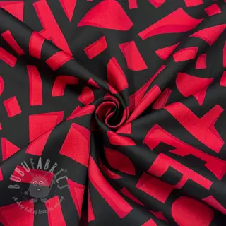 Katoenen stof SATIN Geometric dark red