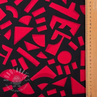 Katoenen stof SATIN Geometric dark red