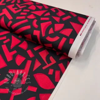 Katoenen stof SATIN Geometric dark red