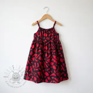 Katoenen stof SATIN Geometric dark red
