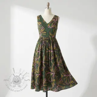 Katoenen stof SATIN Abstract dark green