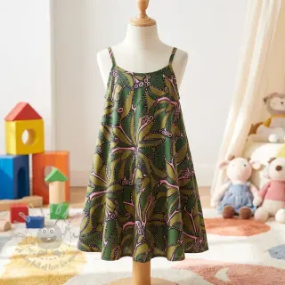 Katoenen stof SATIN Abstract dark green